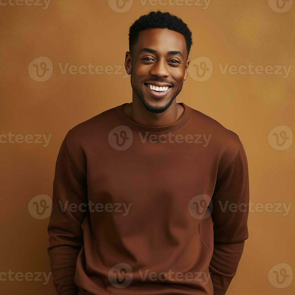 Illustration of a fashion portrait with plain sweater mockup, Ai generative , photo