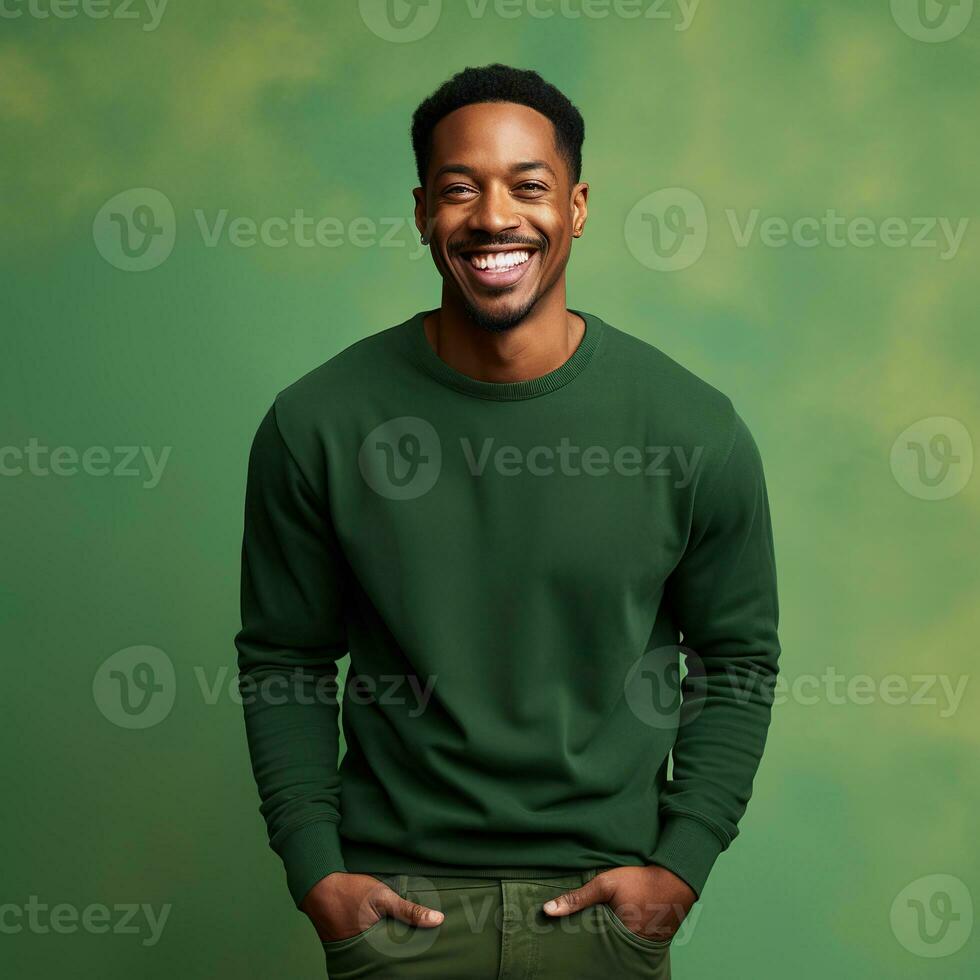 Illustration of a fashion portrait with plain sweater mockup, Ai generative , photo