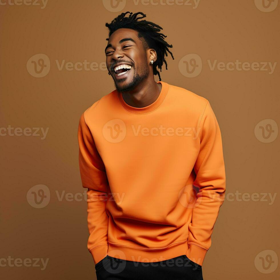 Illustration of a fashion portrait with plain sweater mockup, Ai generative , photo