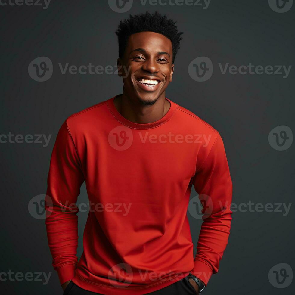 Illustration of a fashion portrait with plain sweater mockup, Ai generative , photo