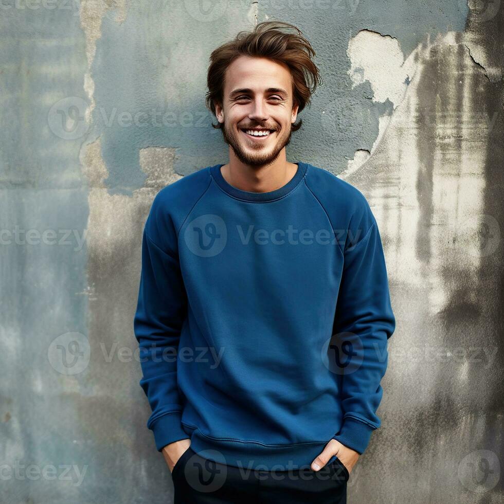Illustration of a fashion portrait with plain sweater mockup, Ai generative , photo