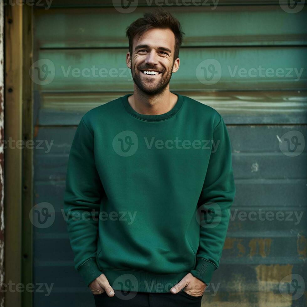 Illustration of a fashion portrait with plain sweater mockup, Ai generative , photo