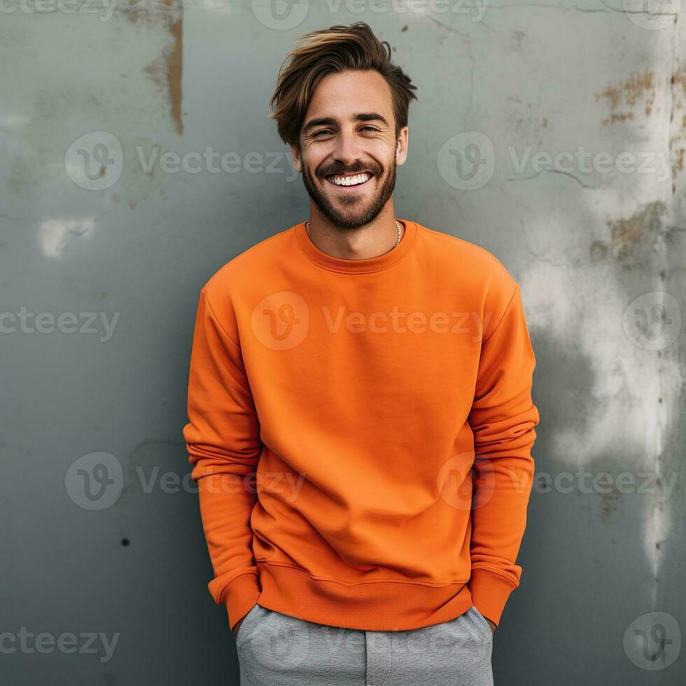 Illustration of a fashion portrait with plain sweater mockup, Ai generative , photo
