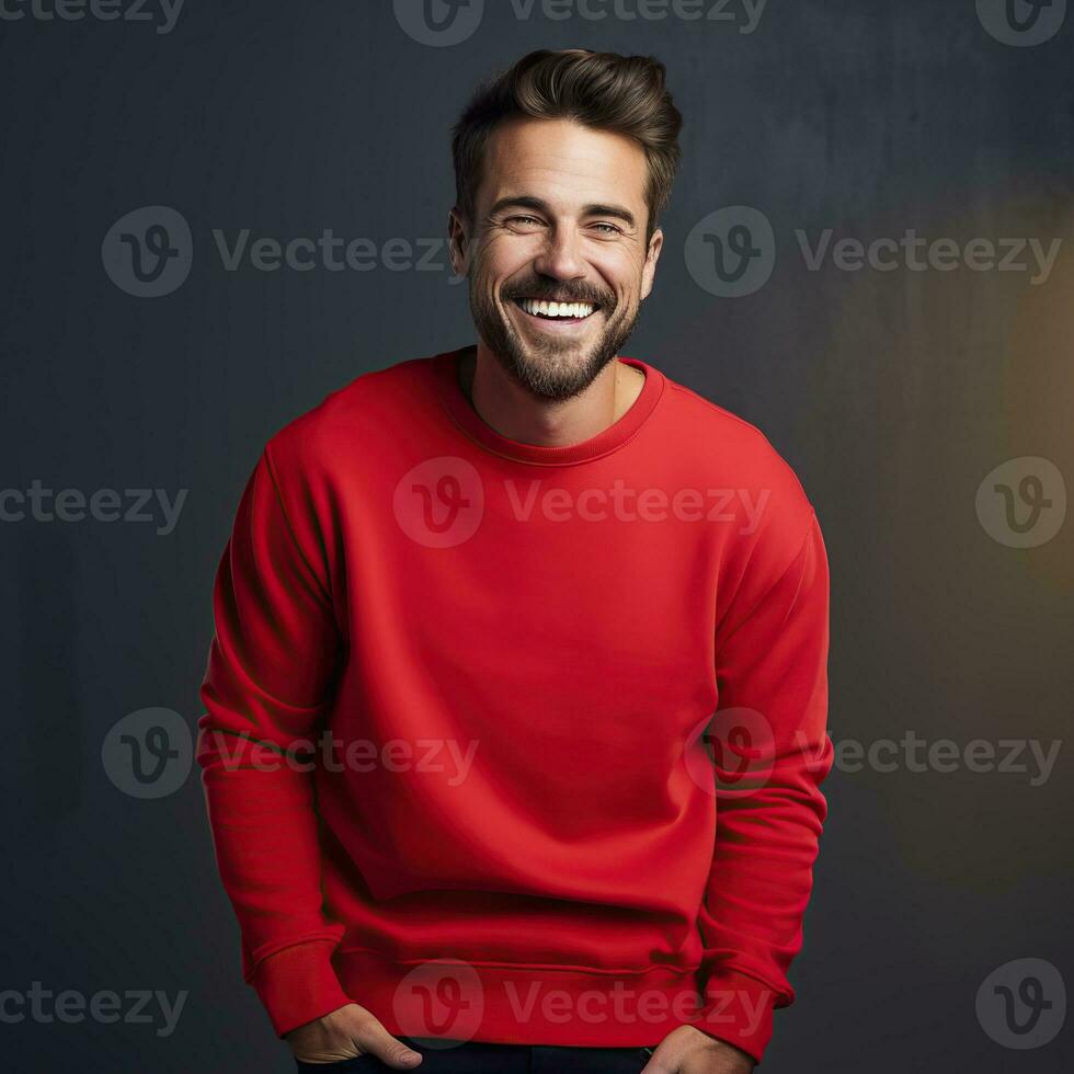 Illustration of a fashion portrait with plain sweater mockup, Ai generative , photo