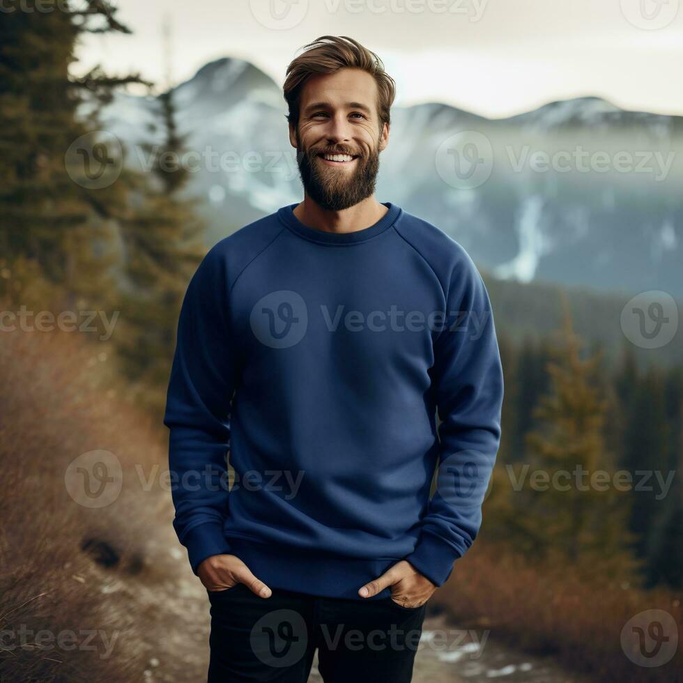 Illustration of a fashion portrait with plain sweater mockup, Ai generative , photo