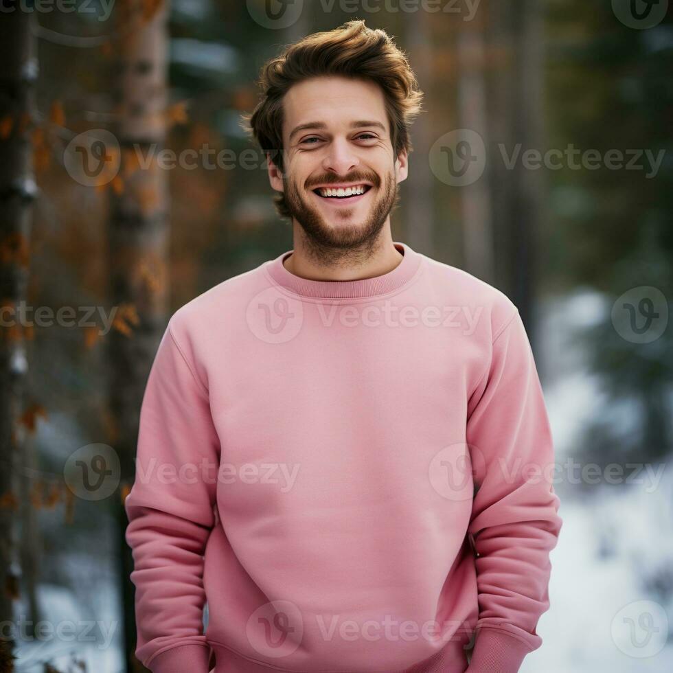Illustration of a fashion portrait with plain sweater mockup, Ai generative , photo