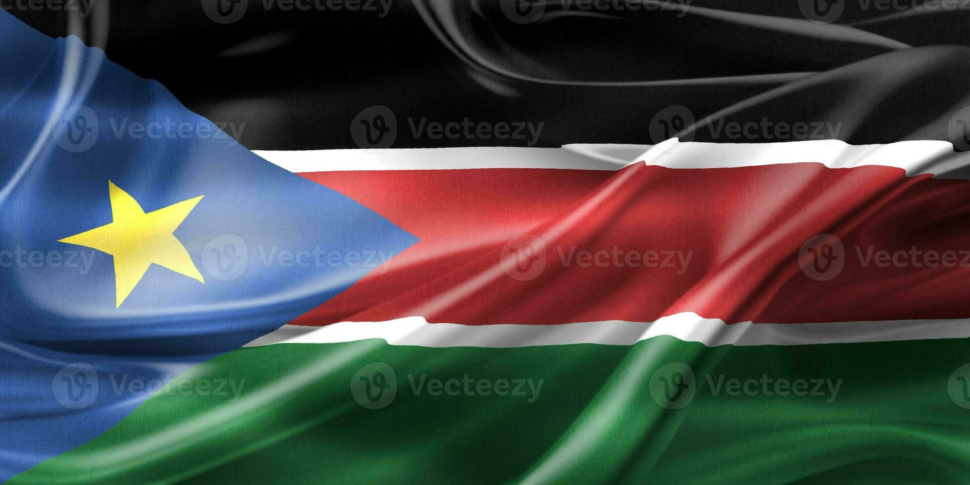 3D-Illustration of a South Sudan flag - realistic waving fabric flag photo