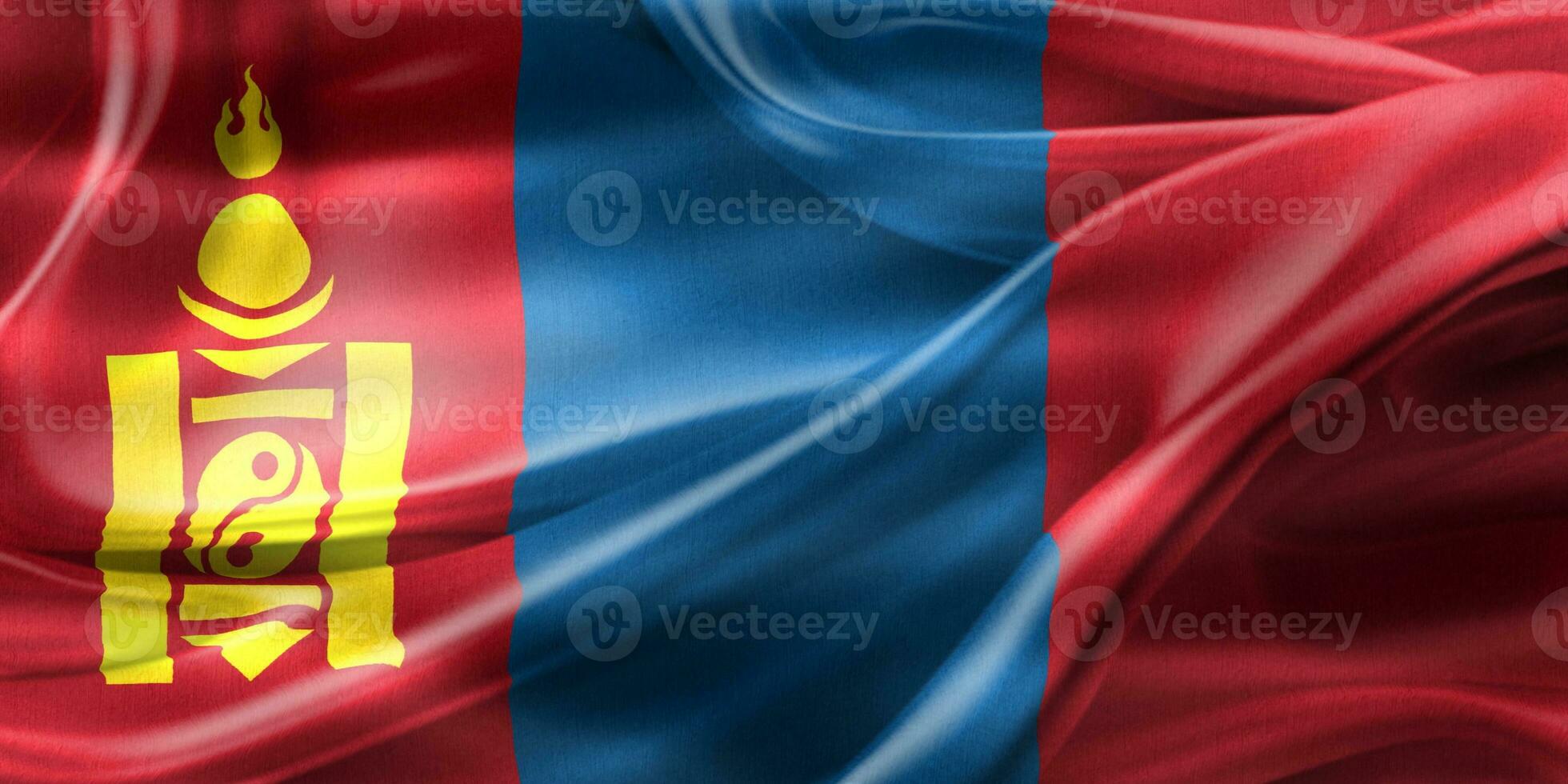 Ilustración 3d de una bandera de mongolia - bandera de tela ondeante realista foto