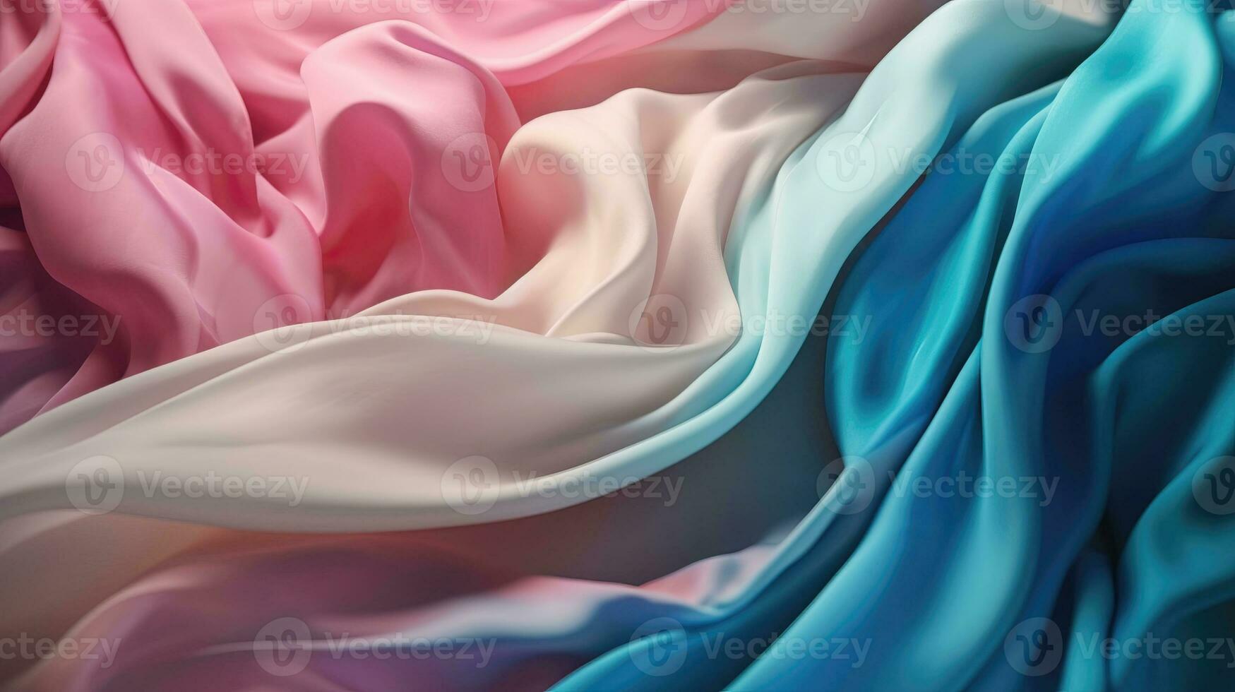 Light pink and light blue silk wavy background. Generative AI photo