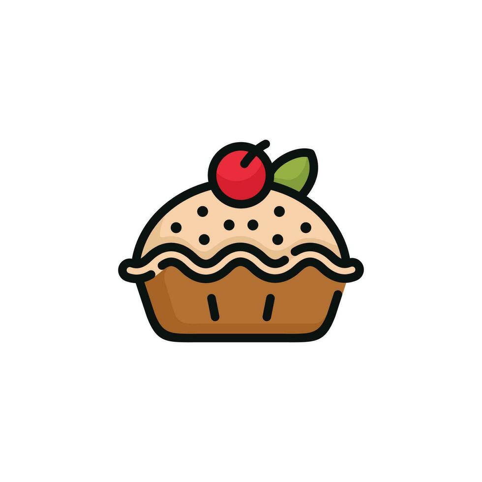 Pie cake vector illustration isolated on white background. Pie cake icon