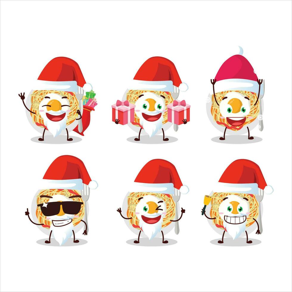 Papa Noel claus emoticones con tallarines dibujos animados personaje vector