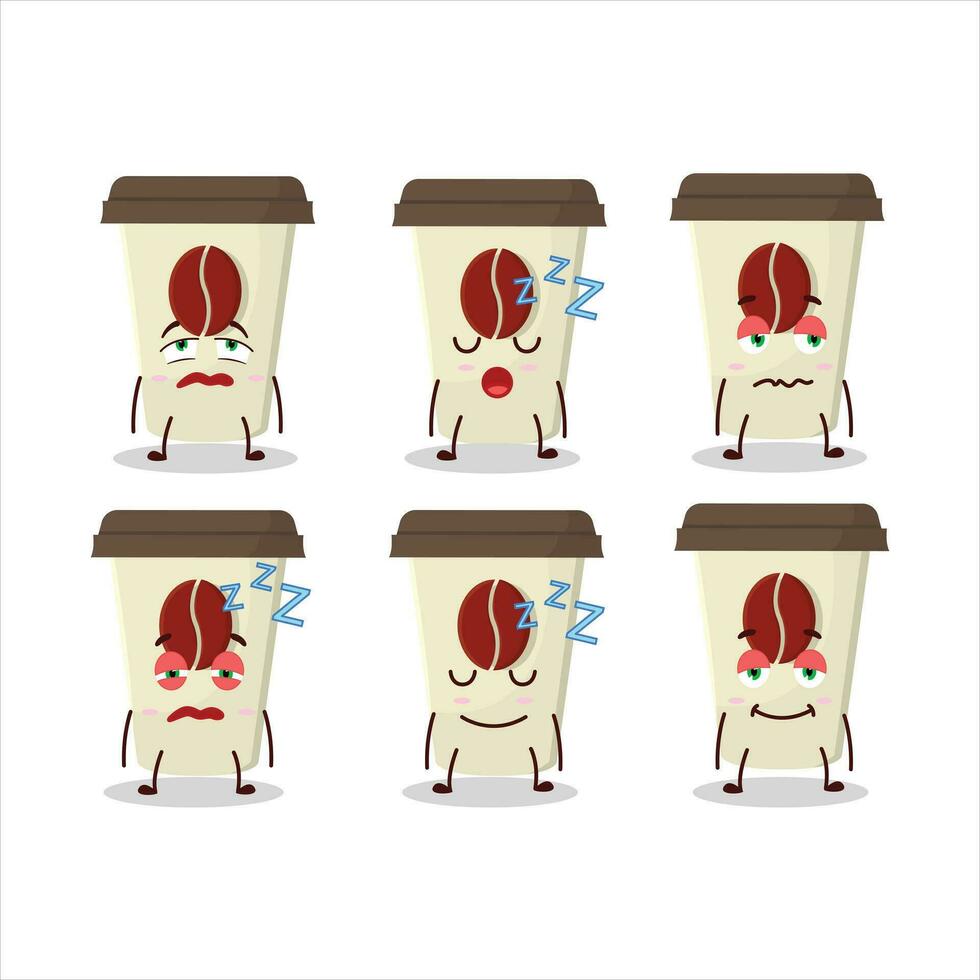 Cartoon character of coffee milk cup with sleepy expression vector