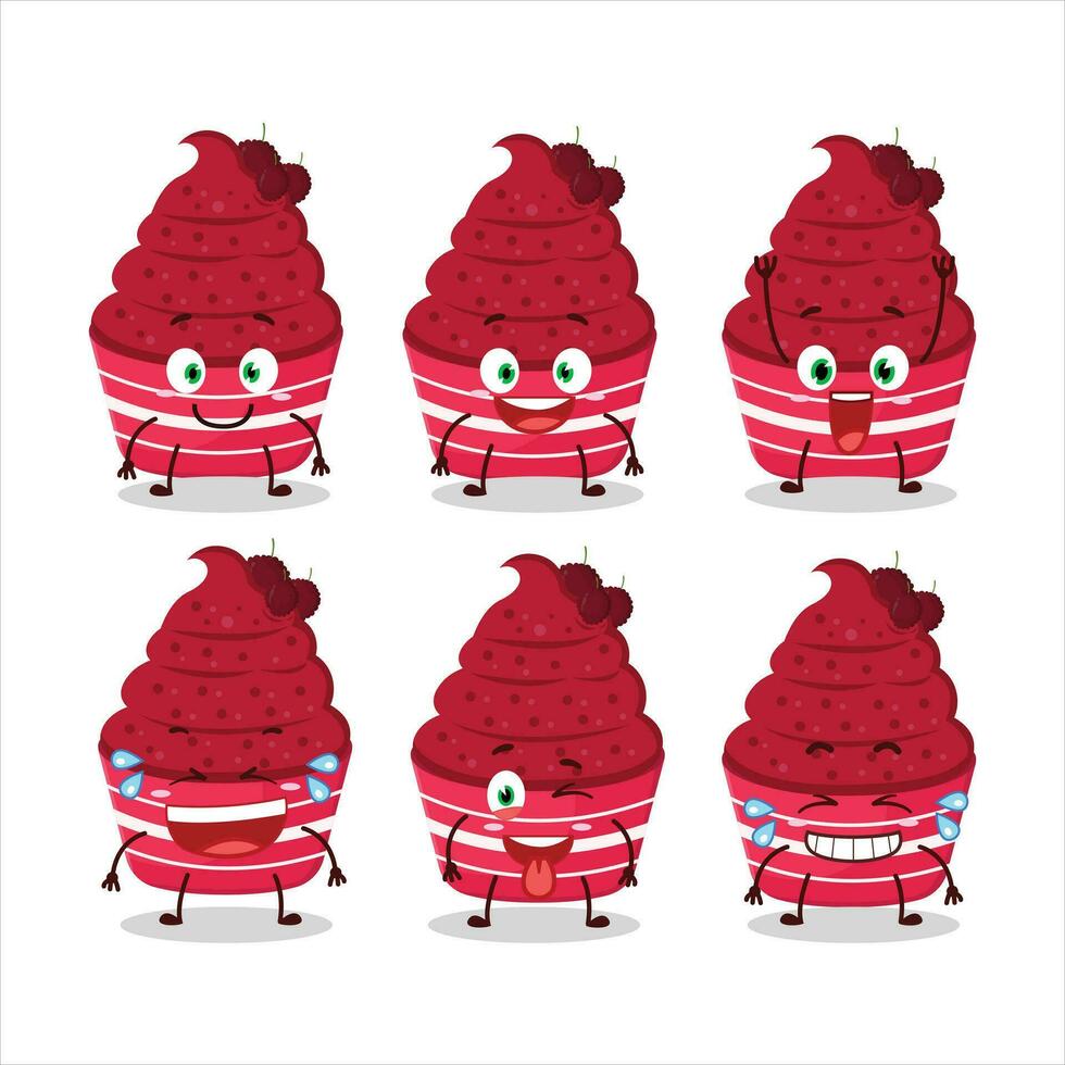 Cartoon character of ice cream raspberry cup with smile expression vector