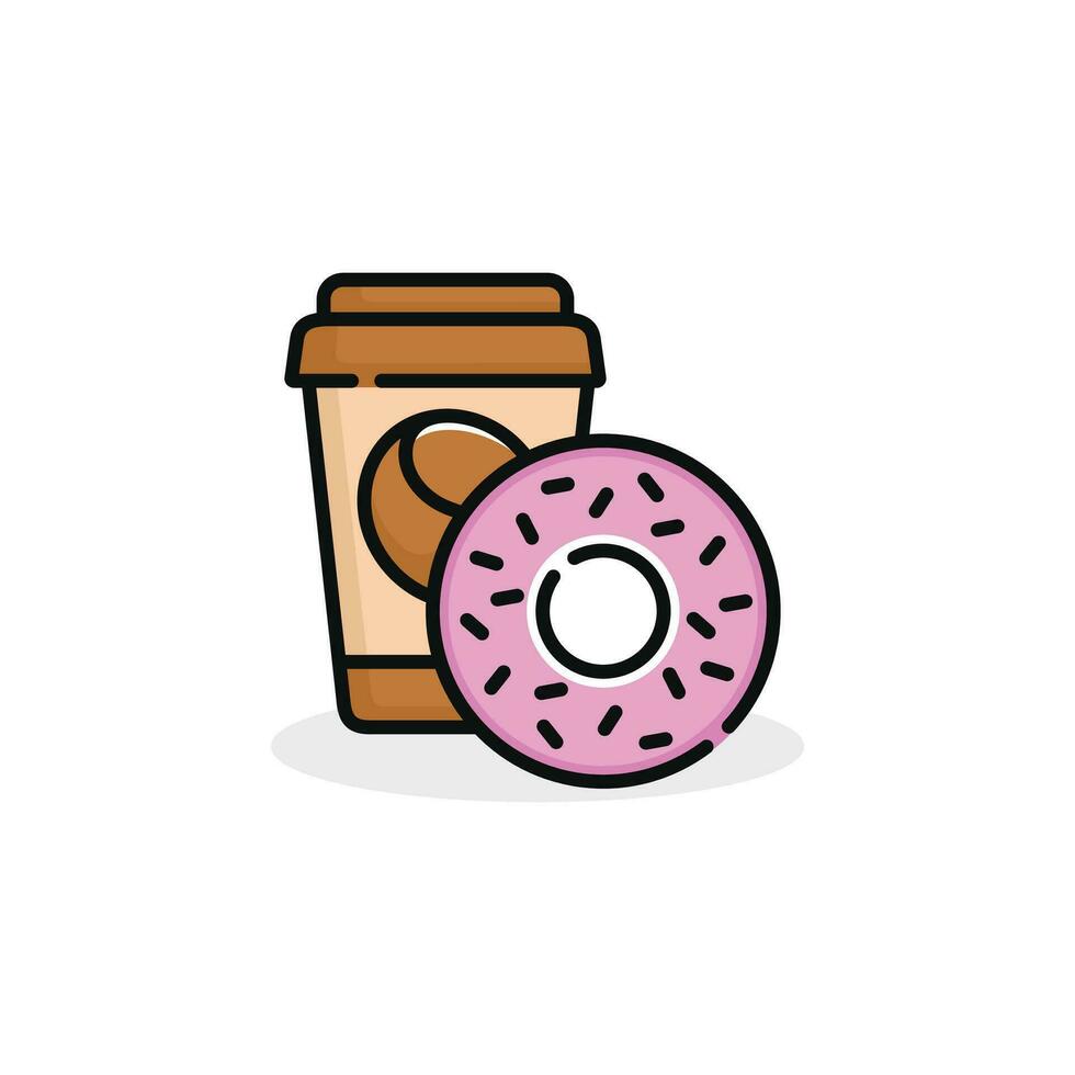 Donut and drink vector illustration. Fast food icon isolated on white background