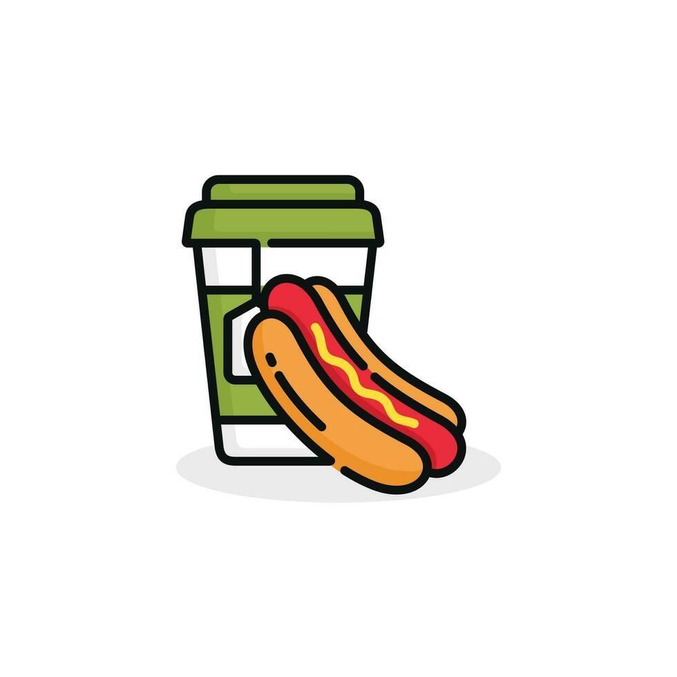 Hot dog and drink vector illustration. Fast food icon isolated on white background