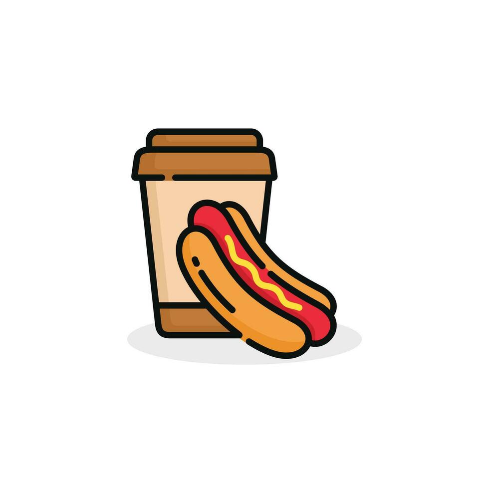 Hot dog and drink vector illustration. Fast food icon isolated on white background