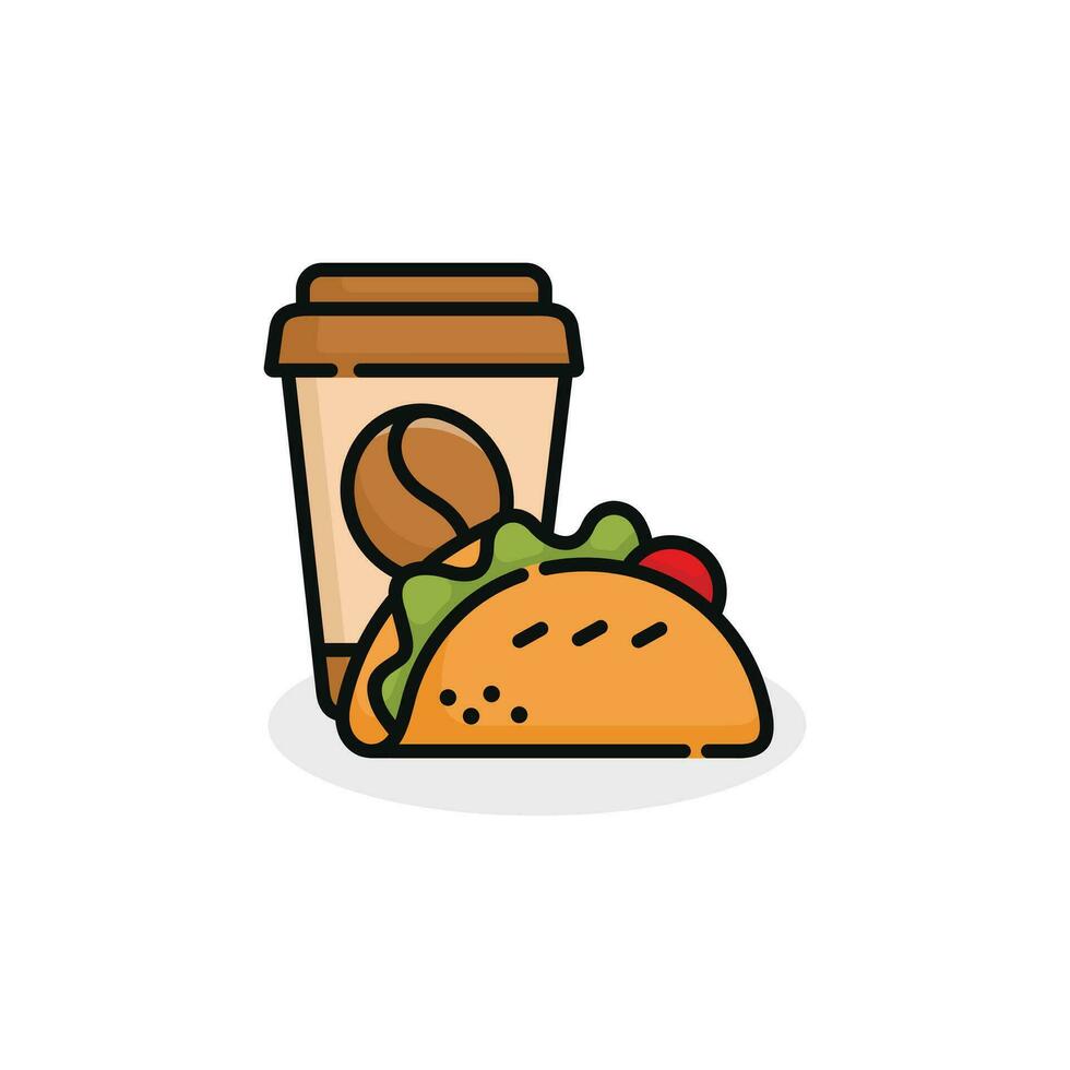 taco y bebida vector ilustración. rápido comida icono aislado en blanco antecedentes