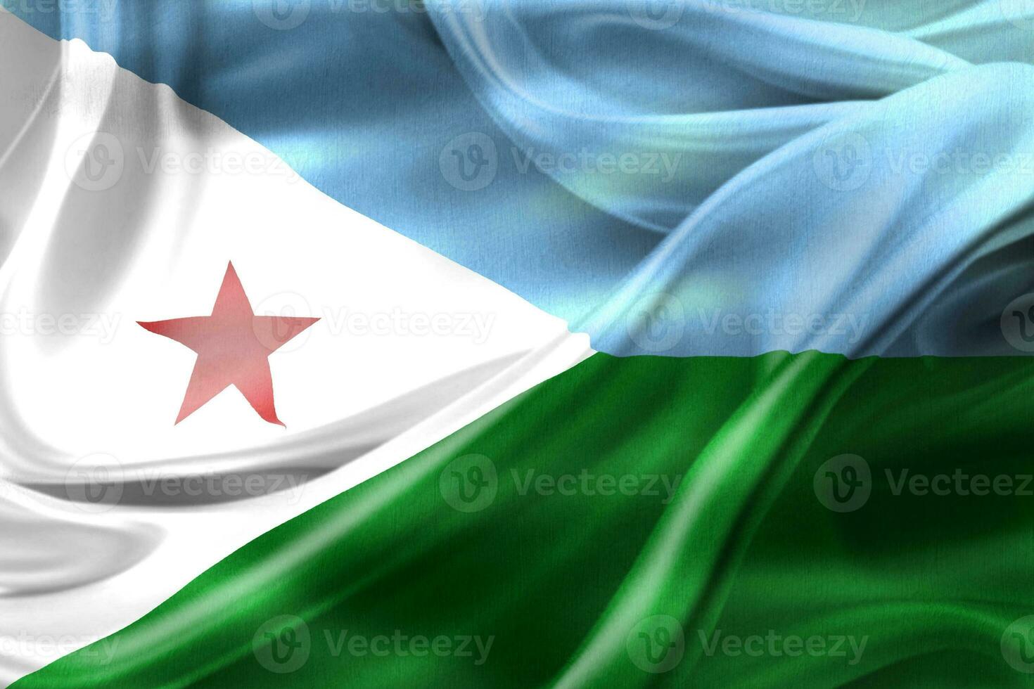 Djibouti flag - realistic waving fabric flag photo