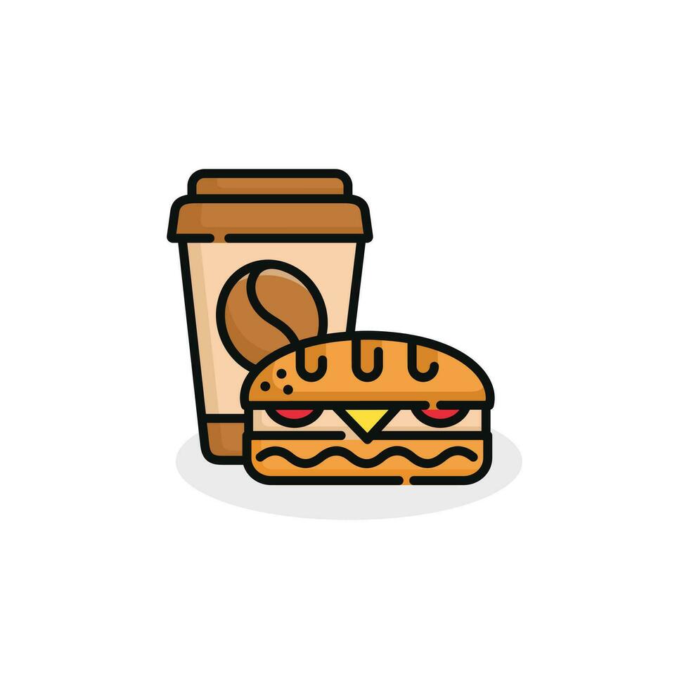 Sandwich and drink vector illustration. Fast food icon isolated on white background