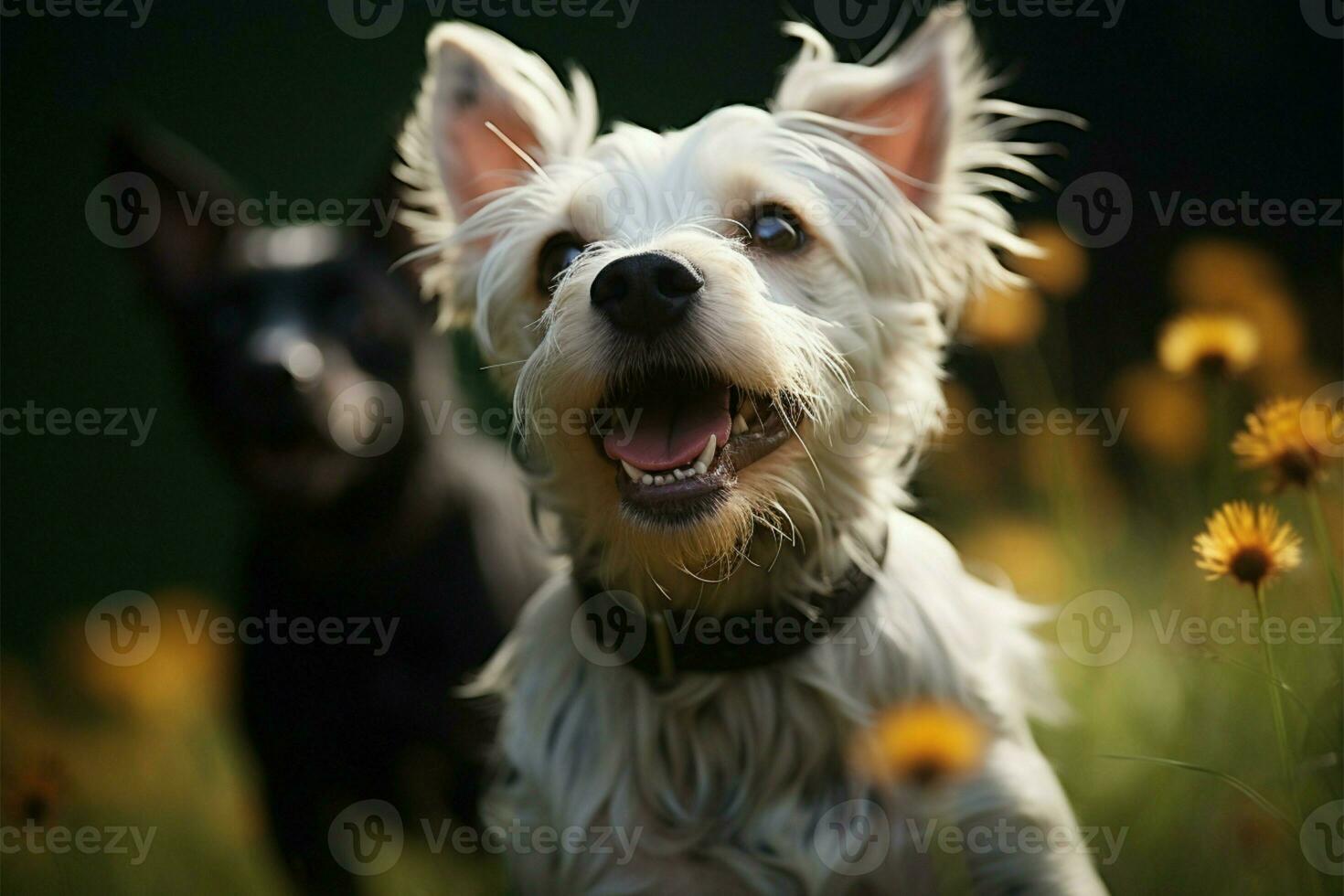 A captivating headshot features a Bengal cat and Jack Russell Terrier AI Generated photo