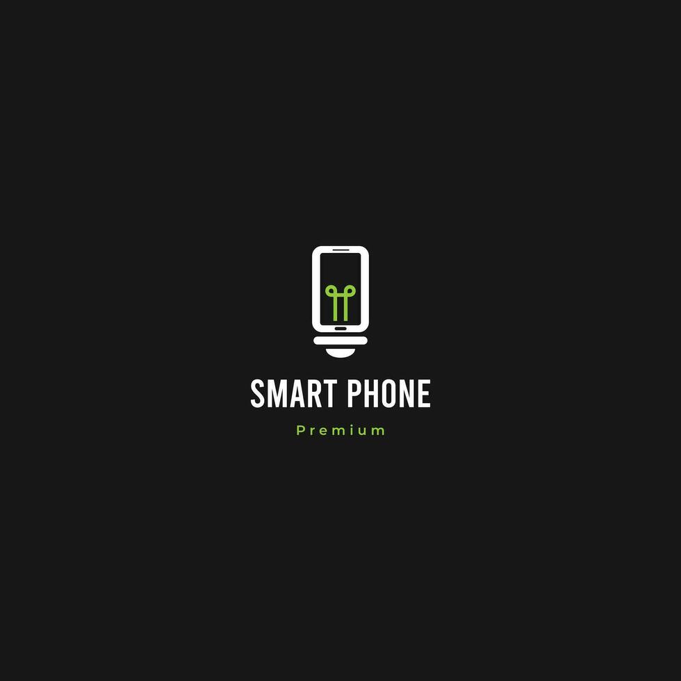 Smart phone logo concept, light bulb combine with phone vector