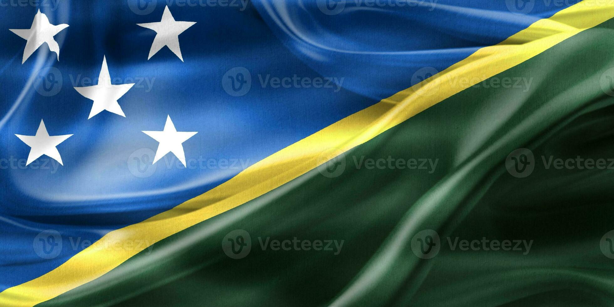 Ilustración 3d de una bandera de las islas salomón - bandera de tela ondeante realista foto