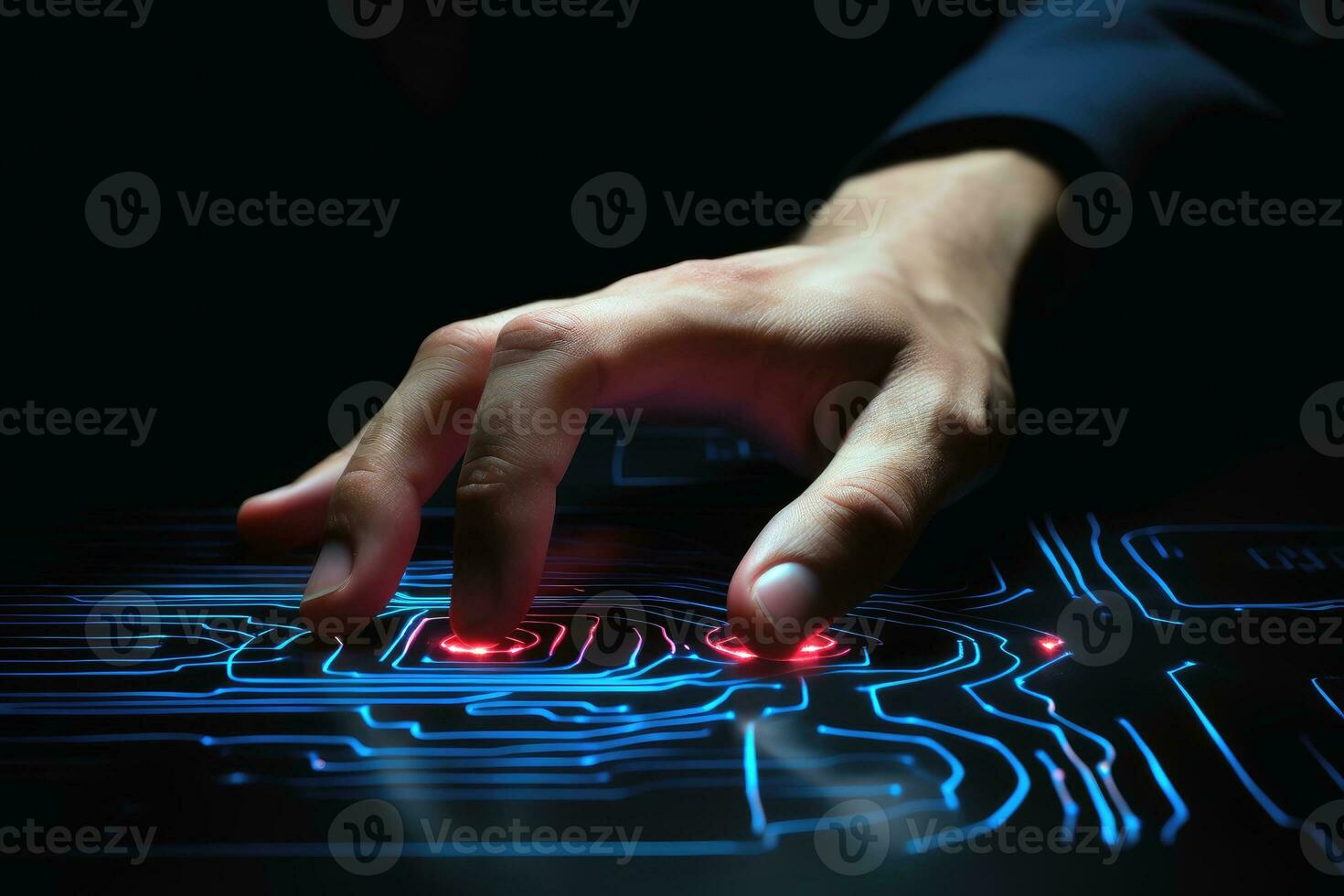 A human using his fingerprint as a login.AI generative photo