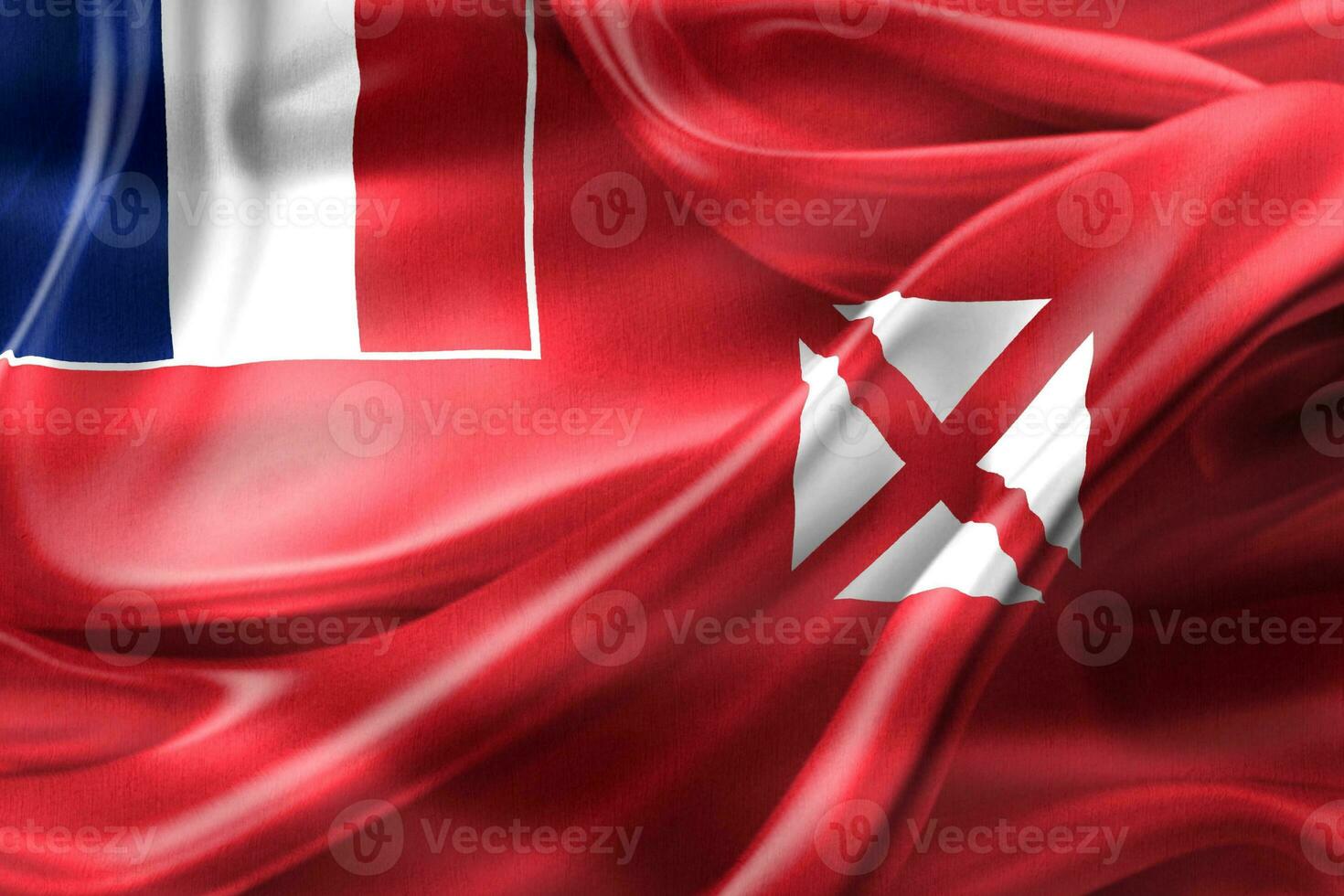 Ilustración 3d de una bandera de wallis y futuna - bandera de tela ondeante realista foto