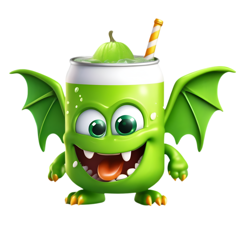 Happy Beer Monster with a witch hat. AI-Generated. png