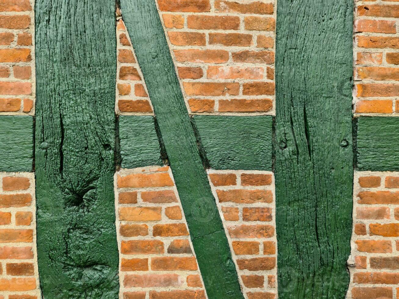 Beautiful texture of old vintage half timbered brick walls found in Germany. photo