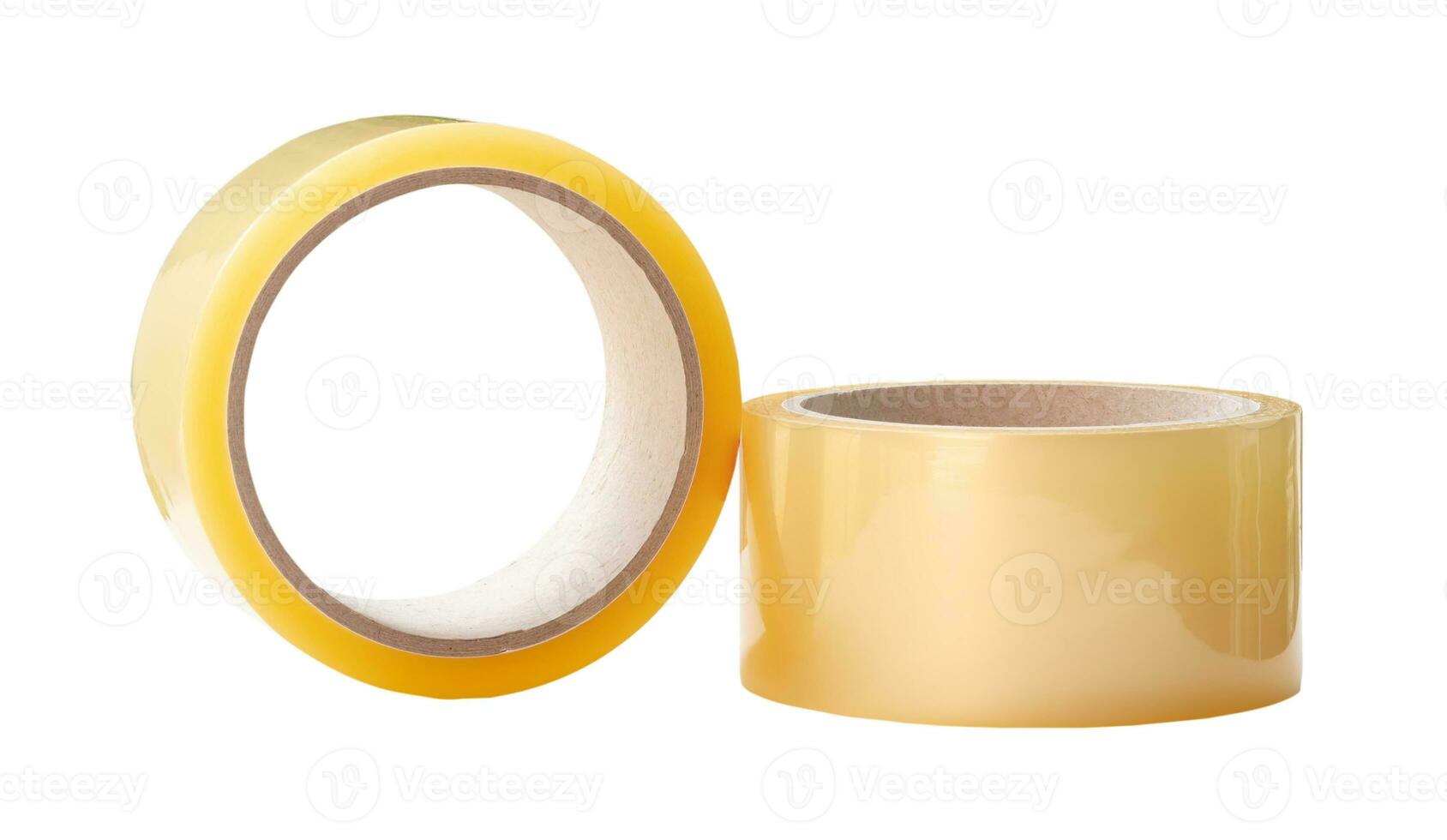 Two brown transparent tape in stack isolated on white background with clipping path photo