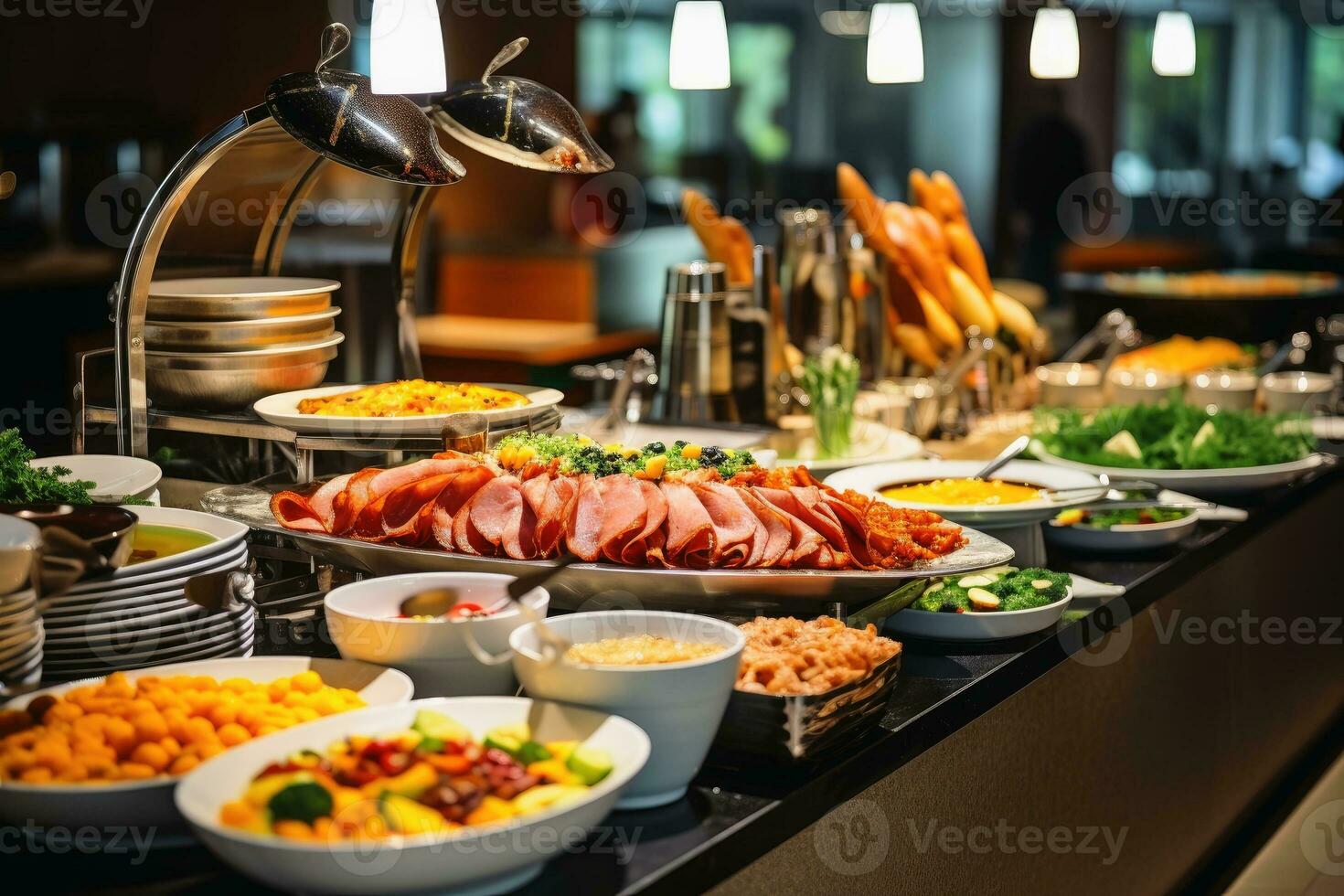 A tasty breakfast buffet in a hotel. photo