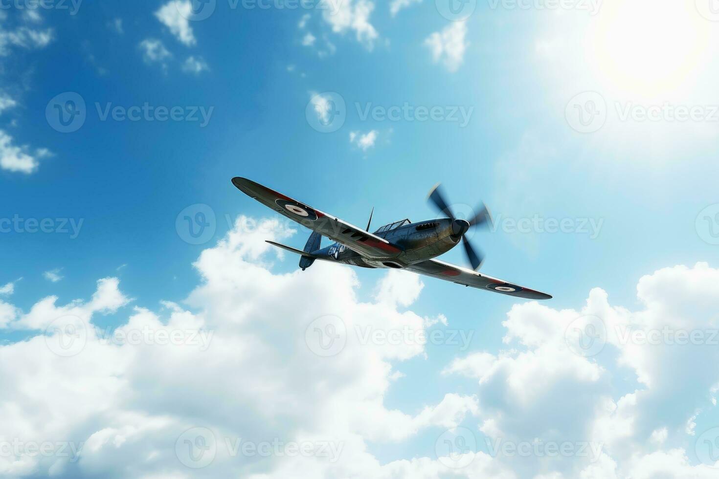 un segundo mundo guerra avión en el dramático cielo. foto