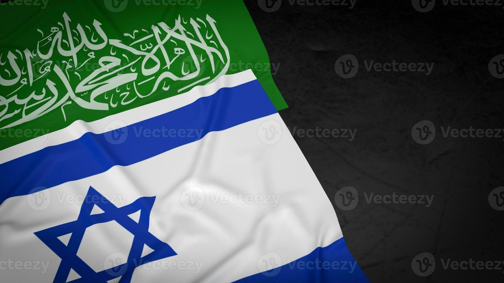 The flag for Israel and Hamas is a protracted and deeply entrenched political and military  3d rendering photo