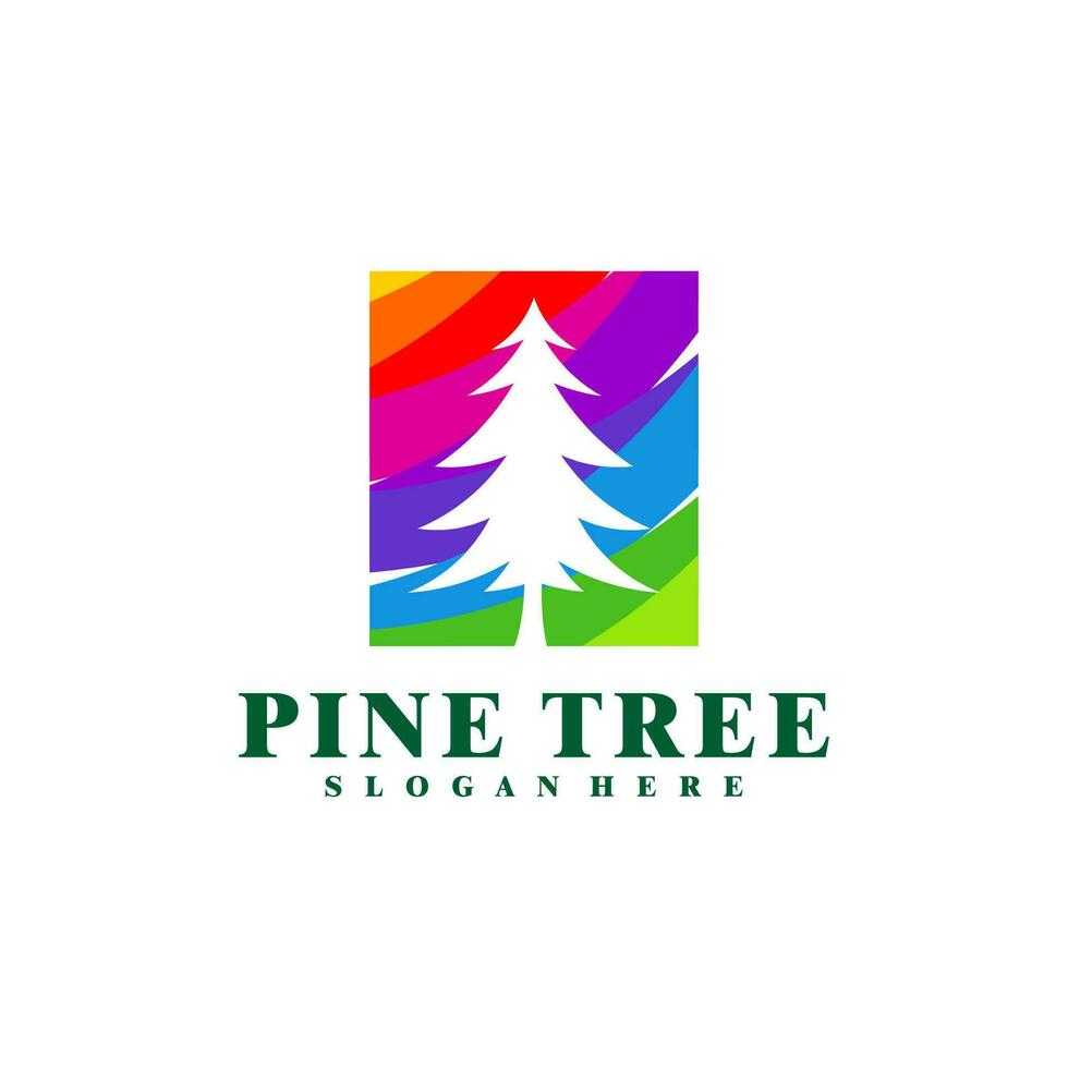 Colorful Pine Tree logo design vector. Creative Pine Tree logo concepts template vector