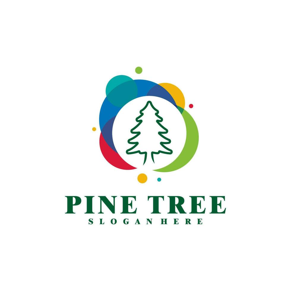Colorful Pine Tree logo design vector. Creative Pine Tree logo concepts template vector