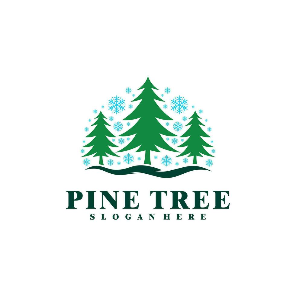 Winter Pine Tree logo design vector. Creative Pine Tree logo concepts template vector