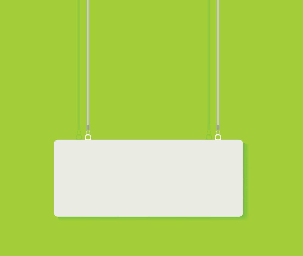 Vector illustration of a hanging sign on a colorful lemon green background.