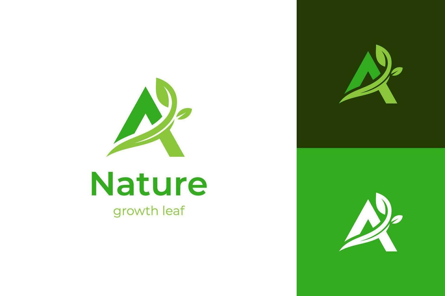 Letter A leaf growth logo icon design symbol vector