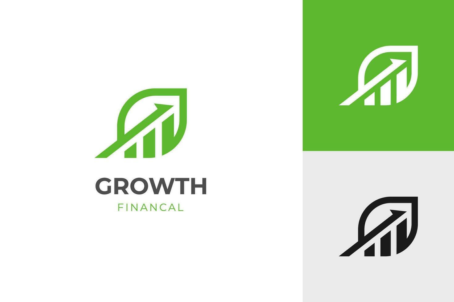 financiero crecimiento arriba logo icono diseño con hoja y flecha conjunto para economía, Finanzas elemento símbolo vector