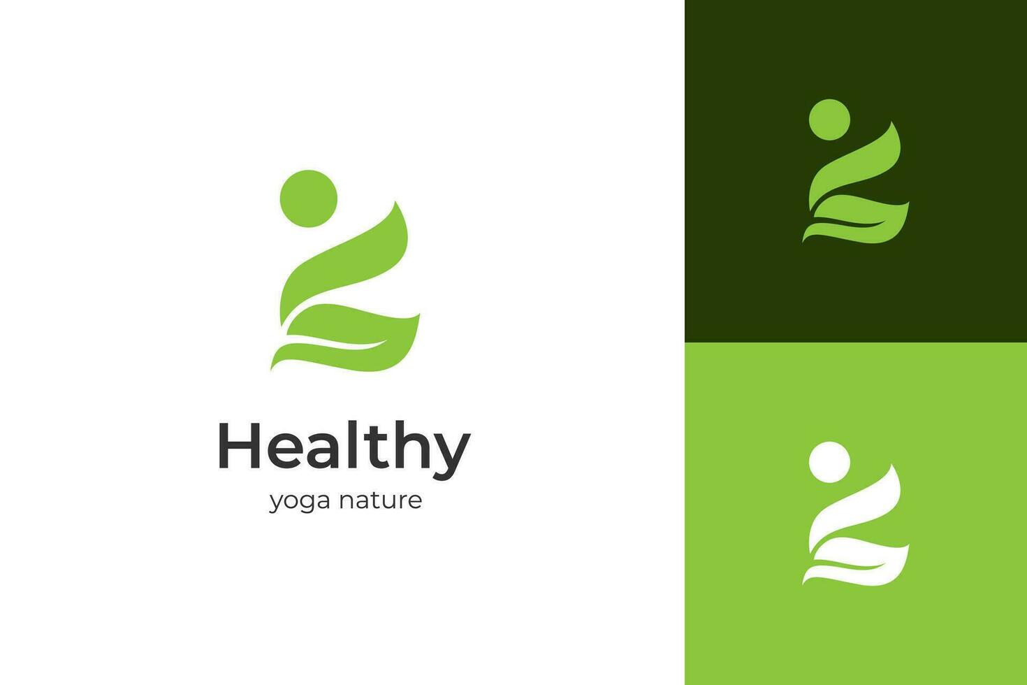 nature health yoga pose and relax logo icon design with leaf symbol vector