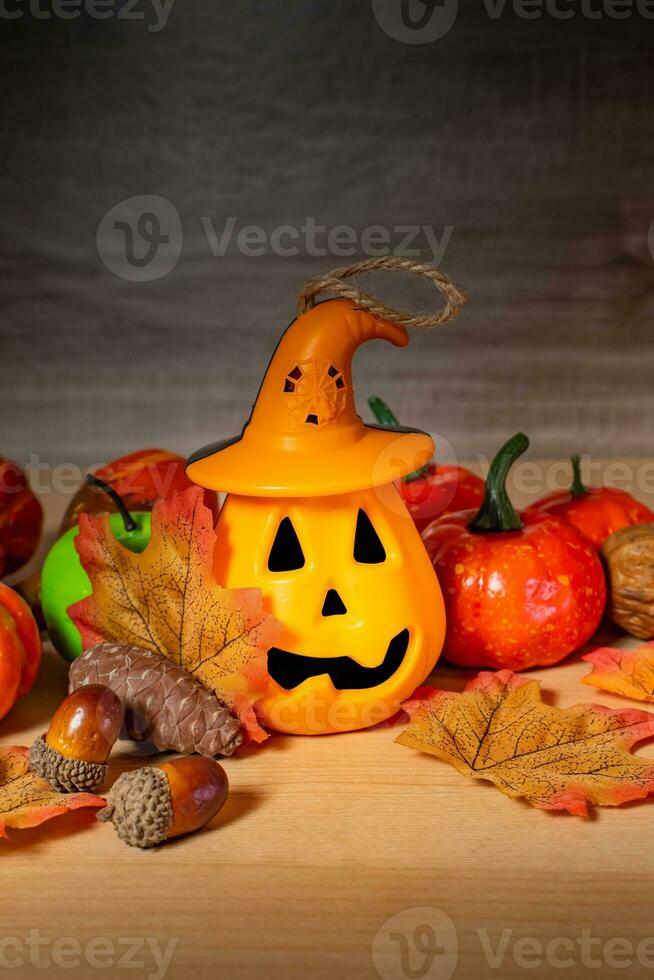 Candle lit Halloween Pumpkins. photo