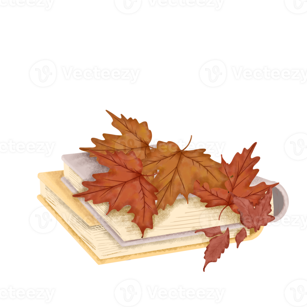 Books with Maple leaves Illustration png
