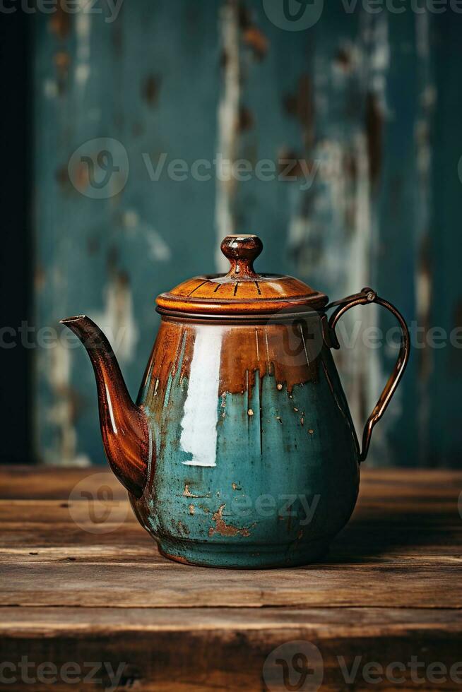 Ceramic old coffee pot. AI Generated photo