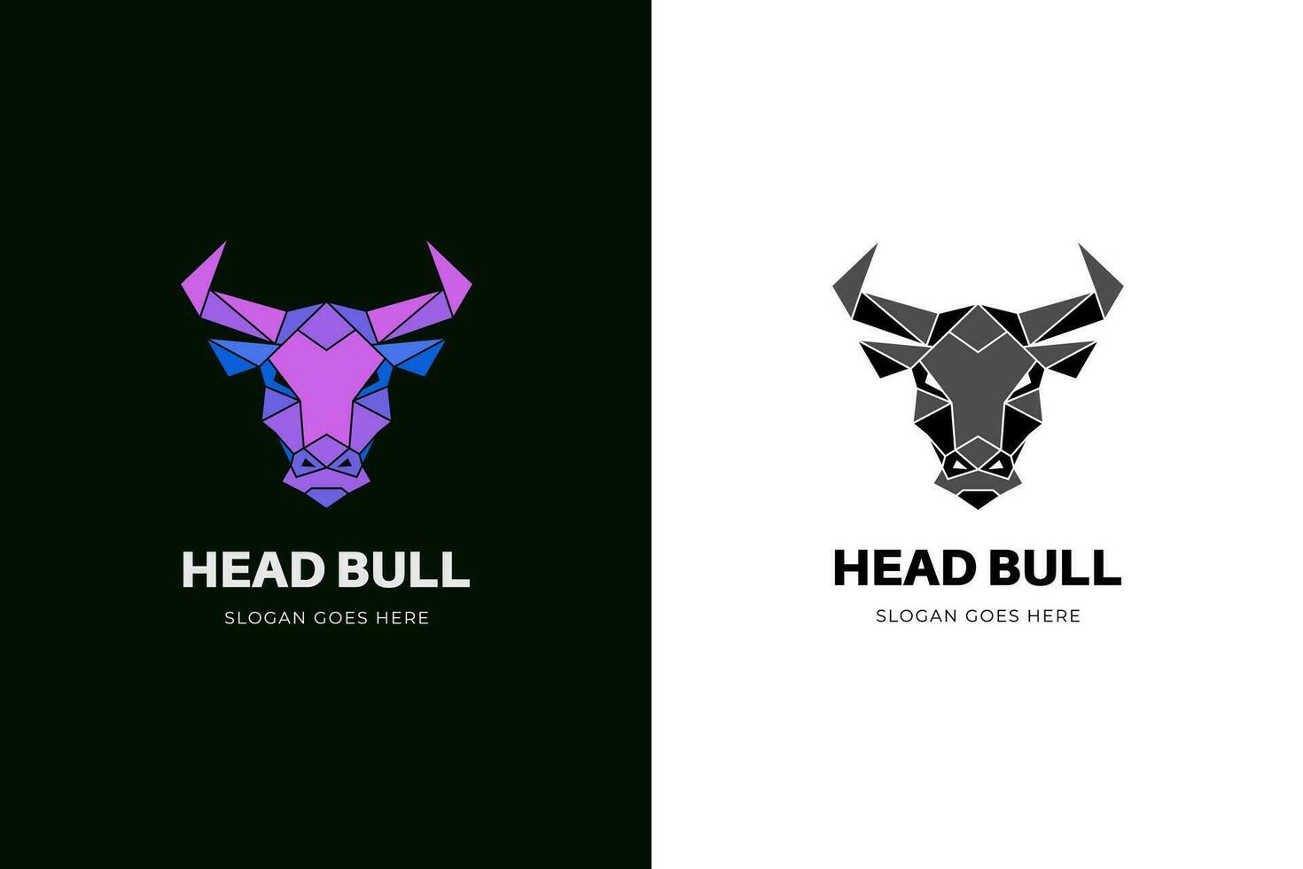 polygonal head bull logo design. illustration of animal head. Origami style geometric cow logo illustration design element vector