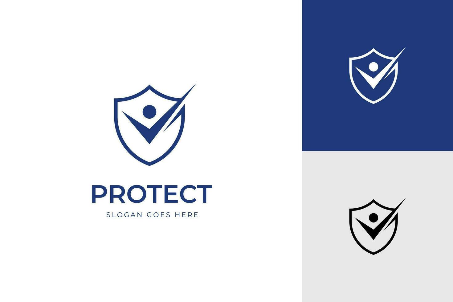 people shield protect logo icon design with check mark element symbol vector