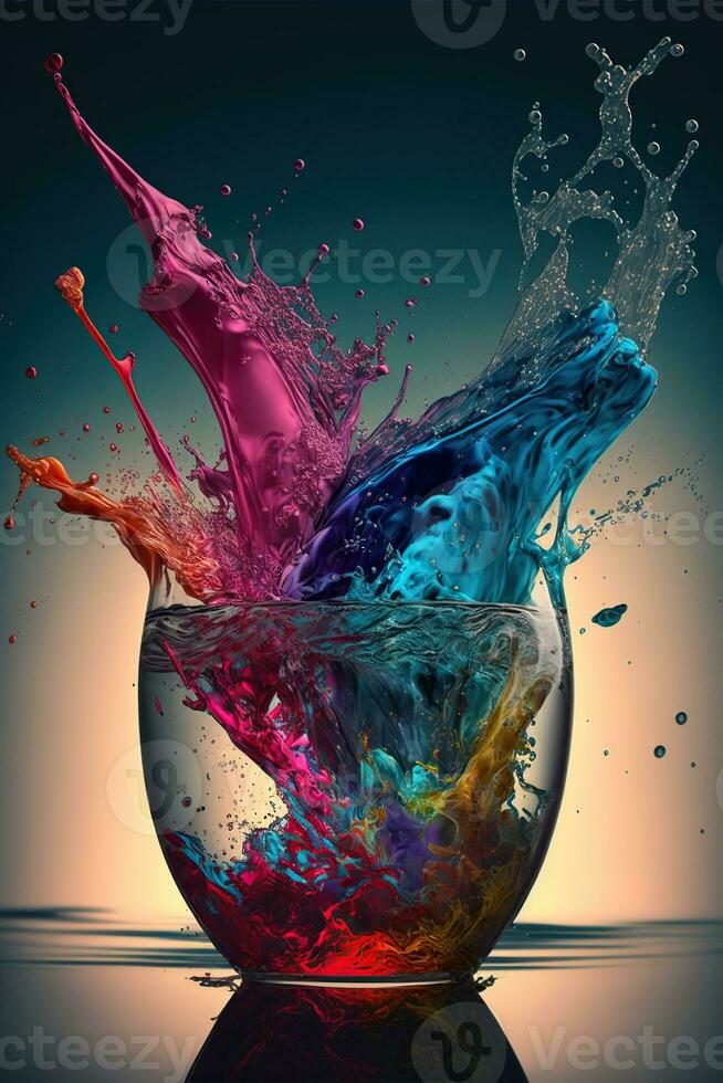 Colorful Splashing liquids. Generative AI photo