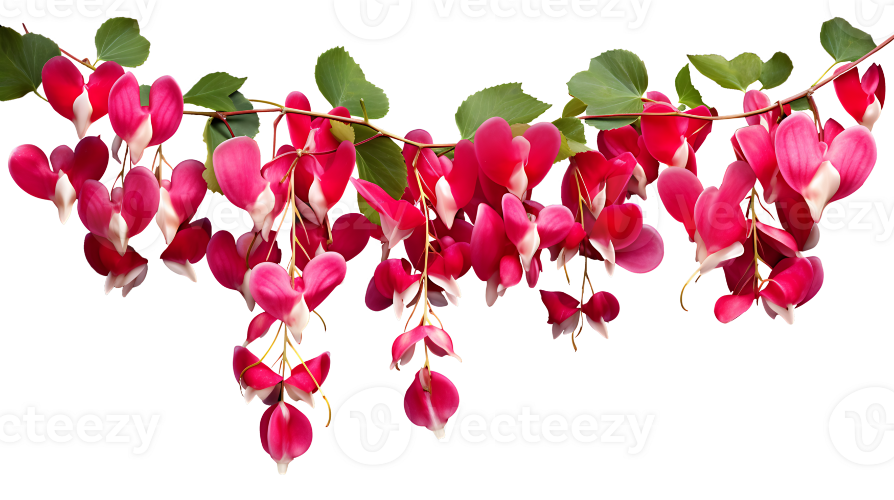 Bleeding heart vine group plants isolated on transparent background ai generated png