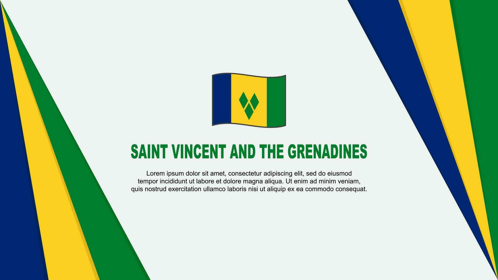 Saint Vincent And The Grenadines Flag Abstract Background Design Template. Saint Vincent And The Grenadines Independence Day Banner Cartoon Vector Illustration. Flag