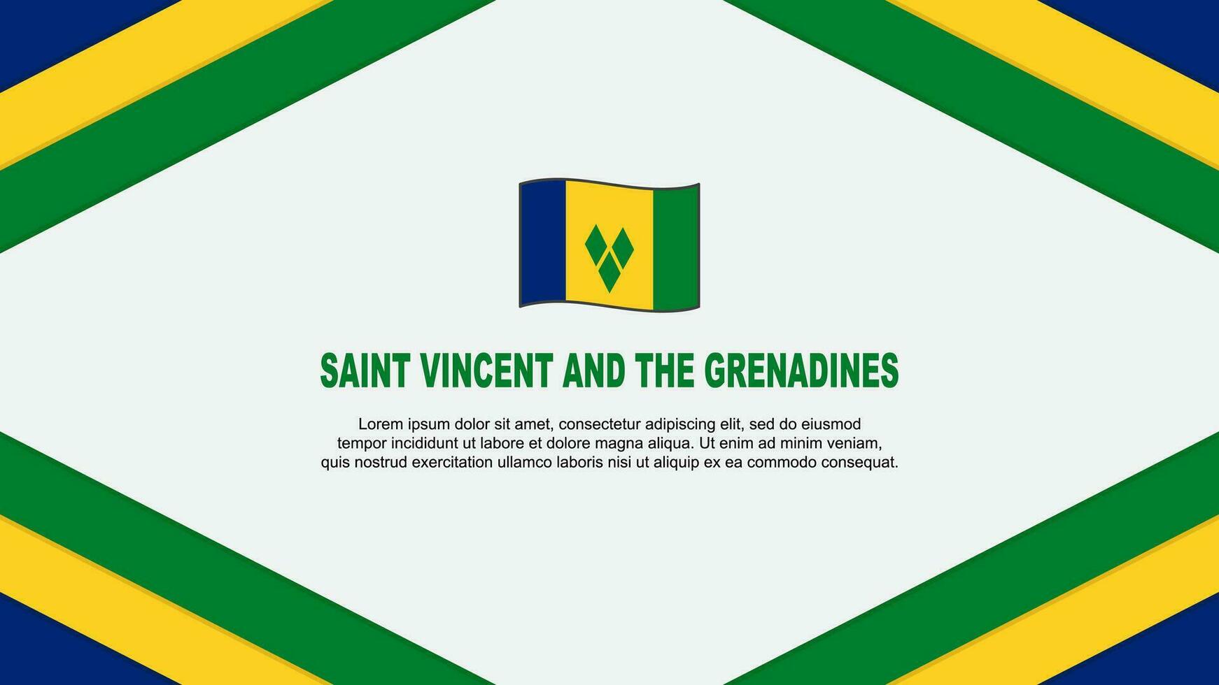 Saint Vincent And The Grenadines Flag Abstract Background Design Template. Saint Vincent And The Grenadines Independence Day Banner Cartoon Vector Illustration. Template